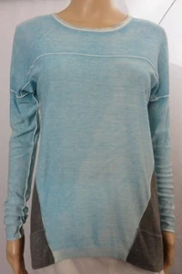 NEW Kokun Knit Top Bamboo Cashmere Sweater Light Blue/Gray Color Block Sz S NWOT - Picture 1 of 6