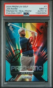 2024 Panini Prizm LIV Golf #7 Jon Rahm Prizmatic Teal Prizm Auto /199 PSA 9/10 - Picture 1 of 2