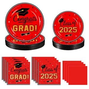 200 Pcs Graduation Table Decorations Party Supplies - Red Black Graduation Pl... - Picture 1 of 7