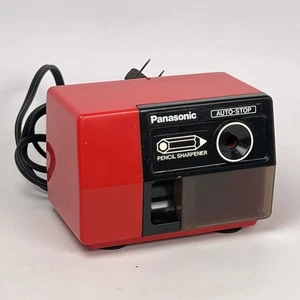 Panasonic Electric Pencil Sharpener Model No. KP-123 Red Auto Stop Vintage Japan - Picture 1 of 6