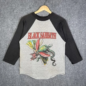 Vintage Black Sabbath Shirt Mens Medium Black 80s 1986 Tour Band Tee Ozzy Raglan - Picture 1 of 7