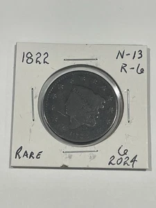 1822 Large Cent Coronet Head N-13 R-6 - Picture 1 of 3