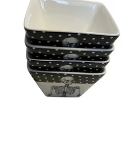 Wicked Ciroa Skeleton matching set Tidbit Square Halloween Bowls Set of 4 - Picture 1 of 5