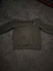 Champion Hoodie Boys Large Green Sweatshirt Sweater Spell Out Logo Youth Olive - Picture 1 of 2