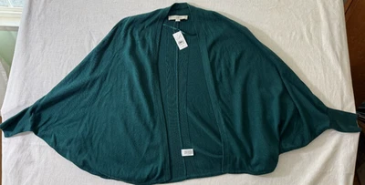 Cardigã ANN TAYLOR LOFT frente aberta asa de morcego XS verde-azulado malha camadas aconchegantes - Imagem 1 de 4