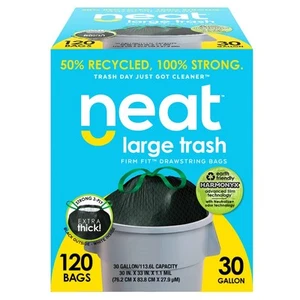 Neat Tall Kitchen 30 Gallon Drawstring Trash Bags - (MEGA 120 COUNT) - Triple... - Picture 1 of 7