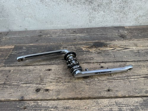 Old School BMX Style Crank Set Haro Logo White 175mm American B/B
