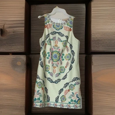 CHAMPAGNE & STRAWBERRY Women’s Sz M Cream Floral Short Shift Dress Lined Pockets - Image 1 of 4