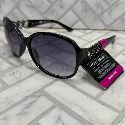 Gafas de sol Foster Grant 49044FGX001 negras marcos mariposa con corazones nuevas con etiquetas Foto 1 de 4