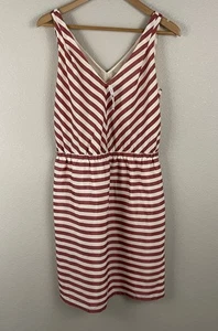 Ann Taylor LOFT Womens M Striped V Neck Elastic Waist Sleeveless Dress - Picture 1 of 5
