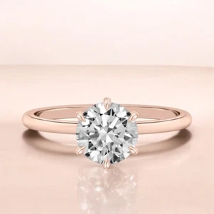 Alianza de boda diamante talla redonda oro rosa 14k 1 quilate IGI creado en laboratorio - Imagen 1 de 11