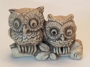 Wony Owls 2 Lindos Búhos Blancos ~ Estatuilla Hecha en Italia Usada 2.75" x 2" De Colección - Imagen 1 de 10