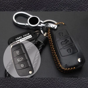 Leather Car Key Fob Case Cover For AUDI A3 A4 A6 S3 S4 S6 RS R8 RS4 RS6 Q5 Q7 TT - Bild 1 von 8