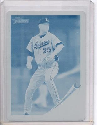 2011 Topps Heritage Minors Mike Foltynewicz 1/1 Cyan Printing Plate - Image 1 of 2