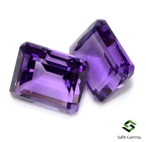 Par de piedras preciosas de tono púrpura superior corte octágono amatista natural 12x10 mm 13,24 quilates - Imagen 1 de 5