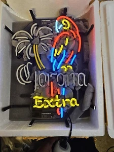 Corona Extra Parrot Real Glass Neon Sign Light Bar Wall Hangingg Artwork 19"x15" - Picture 1 of 3