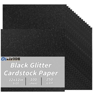 Black Glitter Cardstock Bulk 100 sheets 12” x 12” Cardstock Sparkly Paper Con... - Picture 1 of 7