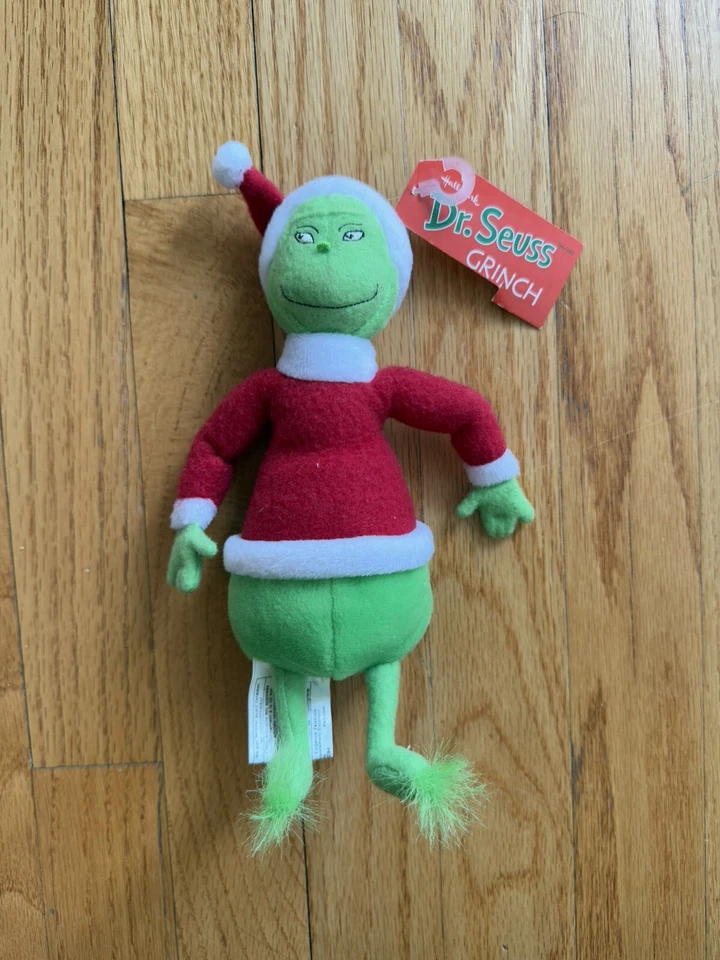 1998 Hallmark Dr Seuss Grinch Santa Suit Hat Collectible Christmas Plush Toy Tag