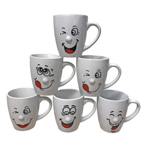 Kaffeebecher 6 Stück Gesicht Kaffeetassen 150ml aus Keramik Kaffee Becher Tassen - Bild 1 von 2