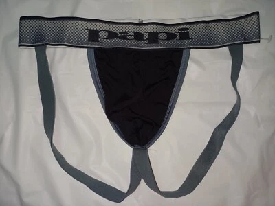 PAPI ROPA INTERIOR HOMBRE JOCKSTRAPS COLOR NEGRO CON BANDA GRIS TALLA MEDIANA M Foto 1 de 3
