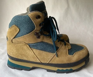 Raichle Leather Euro Trail Hiking Ankle Boots Women 7.5 Brown Green Lace up - Picture 1 of 10