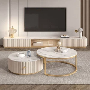 Anastasia TV stand Sintered Stone White Drawer Rit Concept Brand - Picture 1 of 7