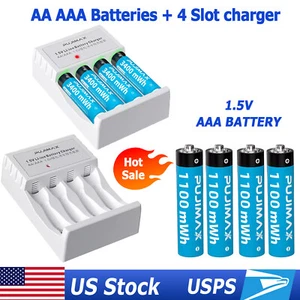 1.5V AA AAA Rechargeable Li-ion Batteries with Fast Lithium Battery Charger LOT - Picture 1 of 43