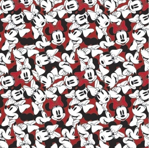 Minnie Mouse Dreaming In Dots Minnie Tossed Stacked Red Cotton Fabric - Image 1 of 1