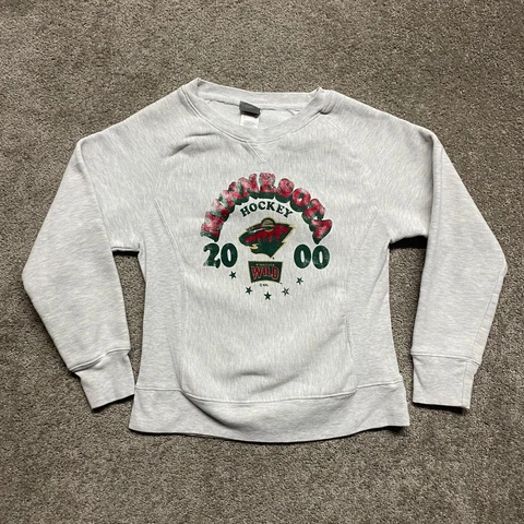 Minnesota Wild Sweater Womens Large Gray Crewneck Sweatshirt Pullover NHL Hockey Cover