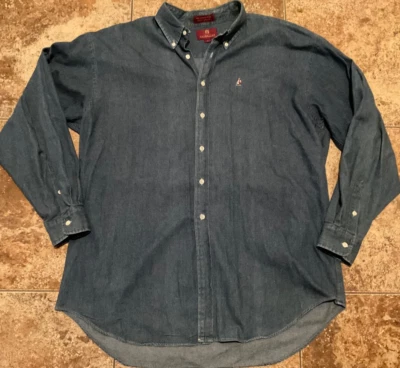 CAMISA DE VESTIR VINTAGE NORDSTROM CHAMBRAY MANGA LARGA BORDADA NÁUTICA PARA HOMBRE L Foto 1 de 4