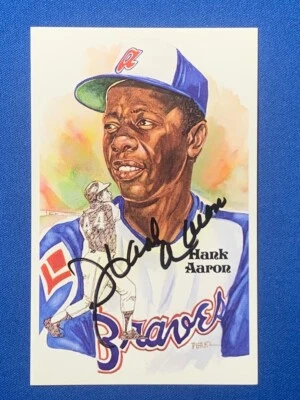 Hank Aaron HOF Autographed Perez Steele PC 4x NL HR Leader ATLANTA BRAVES PSA - Image 1 of 4