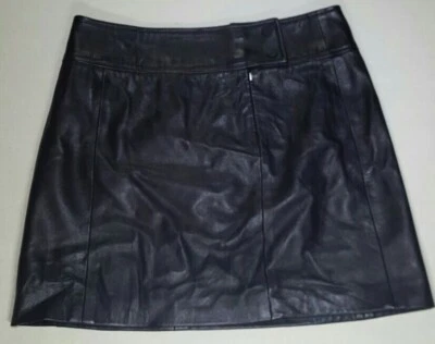 Tommy Hilfiger Women's 100% Leather Size 6 Black Lined Mini Skirt - Image 1 of 4