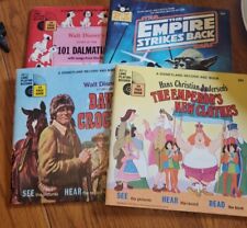 4 Vintage Children's Disney & Starwars Records: Davy Crockett, 101 Dalmations, &