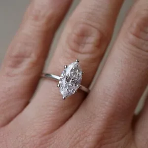 Verlobungsring 1,00 Karat IGI GIA Lab Created Marquise Cut Diamant 950 Platin - Bild 1 von 9