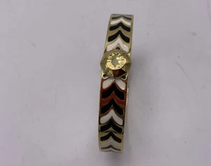 $98 Trina Turk Black & White Enamel Gold Plated Hinged Bangle Bracelet XX27 - Picture 1 of 6