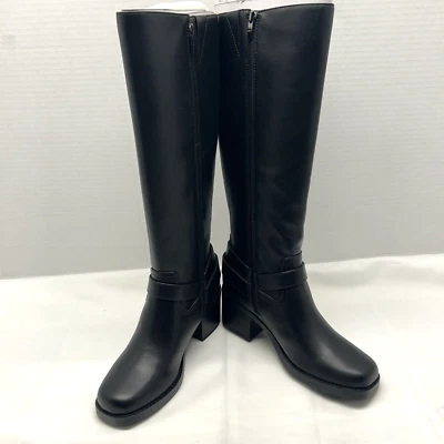 MARC FISHER Laile2 Tacón Bloque Hasta la Rodilla Arnés Botas de Motocicleta Marrón Oscuro Talla 9 NUEVAS Foto 1 de 4