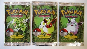 Pokemon Empty JUNGLE Booster Pack Wrappers x3 (1999) - Picture 1 of 3