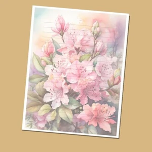 Spring WF#047 - Lined Stationery Paper (25 Sheets)  8.5 x 11 Premium Paper - Picture 1 of 2