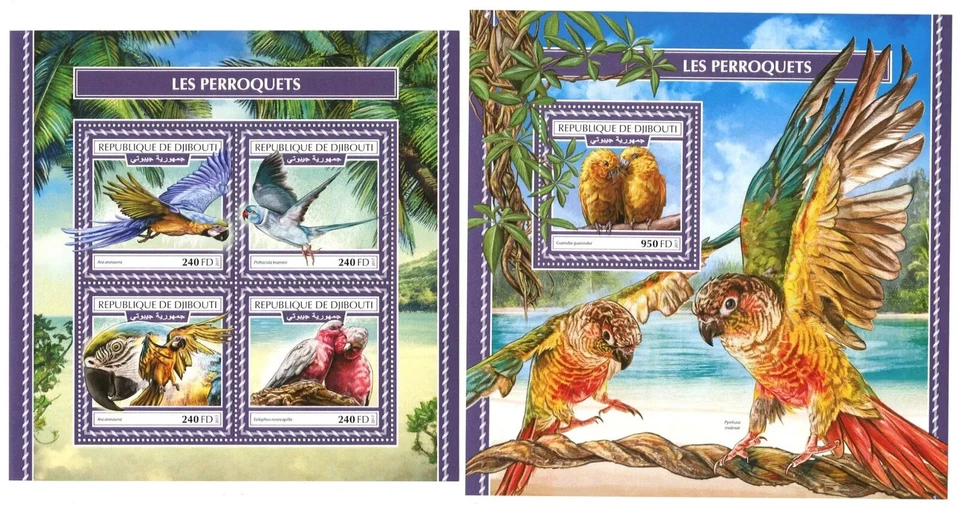 Parrots / Birds / Fauna - Djibouti 2017 - stamps - Timbres  MNH** SN. - Image 1 of 1