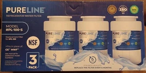 PURELINE Refrigerator Water Filter for PL-100-S. 3 Pack - Picture 1 of 4