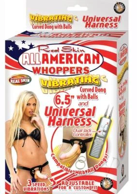 Real Skin All American Whoppers Vibrating Dildo with Universal Harness with - Image 1 of 3