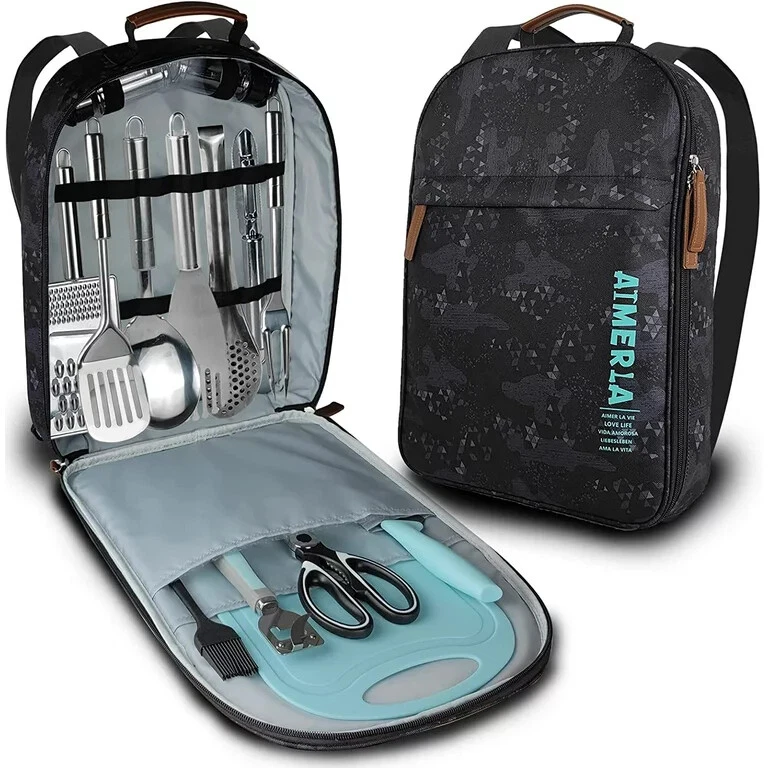 15-Piece Camp Utensil Set Portable BBQ Kitchen Cooking Compact Gear Cookwear - Image 1 of 2