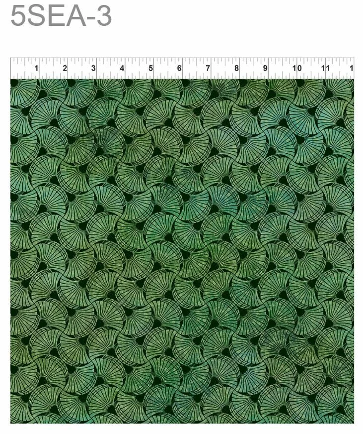 Telas de acolchado SEASONS BY IN THE BEGINNING Jason Yenter Fans verde 5SEA-3 Foto 1 de 1