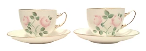 Adderley England Bone China Numbered Tea Cups Saucers Pink Roses Gold Trim Set 2 - Picture 1 of 11