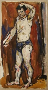 Ukrainian Soviet USSR Painting realism fauvism cubism male nude figure shower - Picture 1 of 3