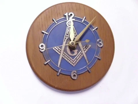 Freemason Desk Clock Wood Base 5-1/2" X 5-1/2" Cover