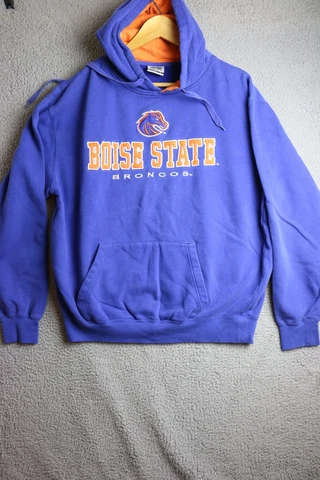 Vintage Boise State Broncos Blue Hoodie Sweatshirt Men's Size Large Football Cover