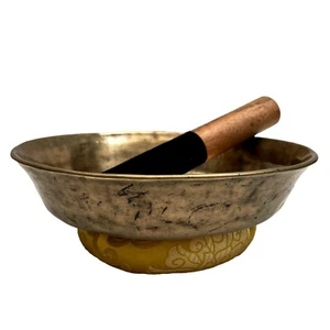 Raro Antiguo 8" Golpeado a Mano Yoga Canto Cuenco Budista Tibetano De Colección Nepal - Imagen 1 de 5
