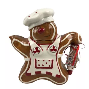 Blue Sky Clayworks Gingerbread Man Teapot Heather Goldminc Christmas NWT - Picture 1 of 7