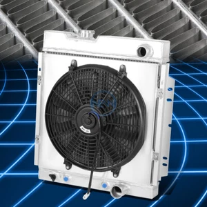 For 64-66 Falcon Mustang V8 3-Row Racing Radiator+12V Fan Shroud Replacement - Picture 1 of 5